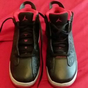 Black and red jordans